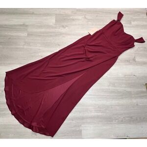 BHLDN Burgundy Ruched Asymmetrical Hem Gown Bridesmaid Formal Dress Size 10